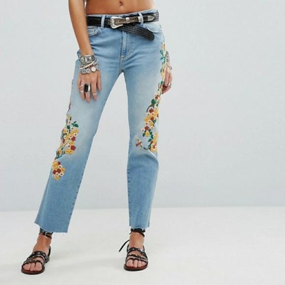 free people embroidered jeans